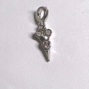 ☘️3/$30 European Scissors Charm Bead Pendant pink crystal
